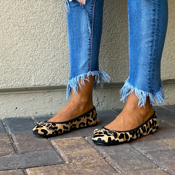Animal Print Calf Hair Gold Hardware Crunch Flats - Picture 4 of 10
